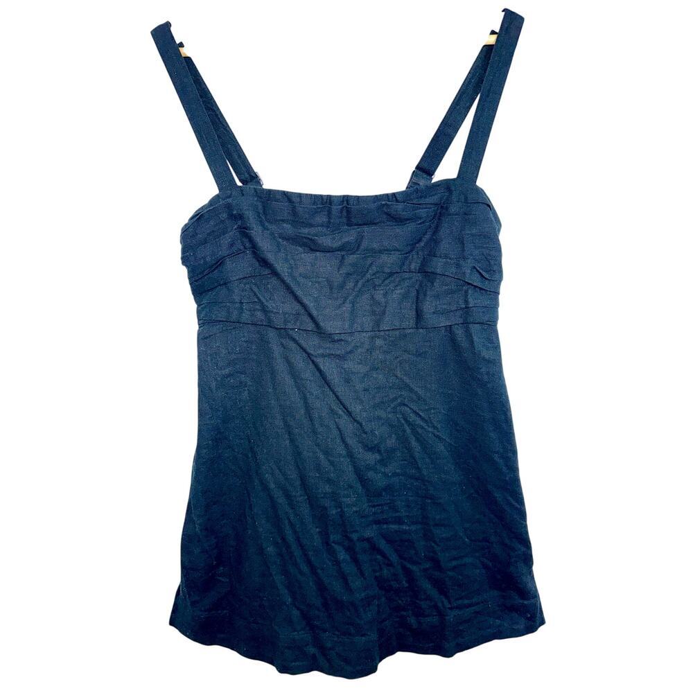 Abercrombie & Fitch Black Linen Blend Strappy Mini Dress Romper Womens Size L P